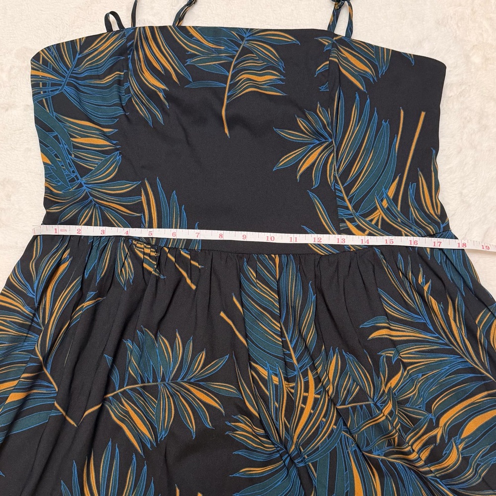 Goodthreads Georgette Smock-Back Cami Maxi Navy Dress Tropical Palm Size XL - Picture 7 of 7